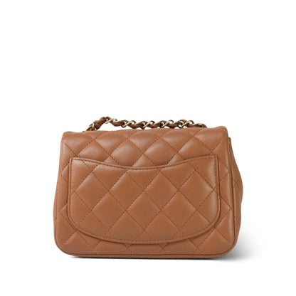 Caramel Lambskin Quilted Mini Square Flap LGHW Stone's Store