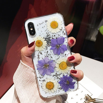 Compatible With Compatible With  , Qianliyao Dried Real Flower Cases For I  XR Case Handmade Clear Soft Back Cover For CJDropshipping