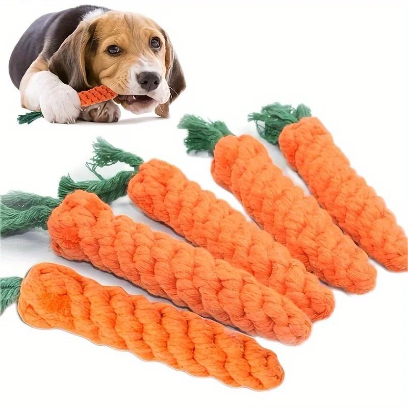 Pet Chew Toy With Carrot Cotton Rope For Small Dogs - Durable Knot Toy, Interactive Game For Dog And Cat Teeth Cleaning Shop1103308182 Store