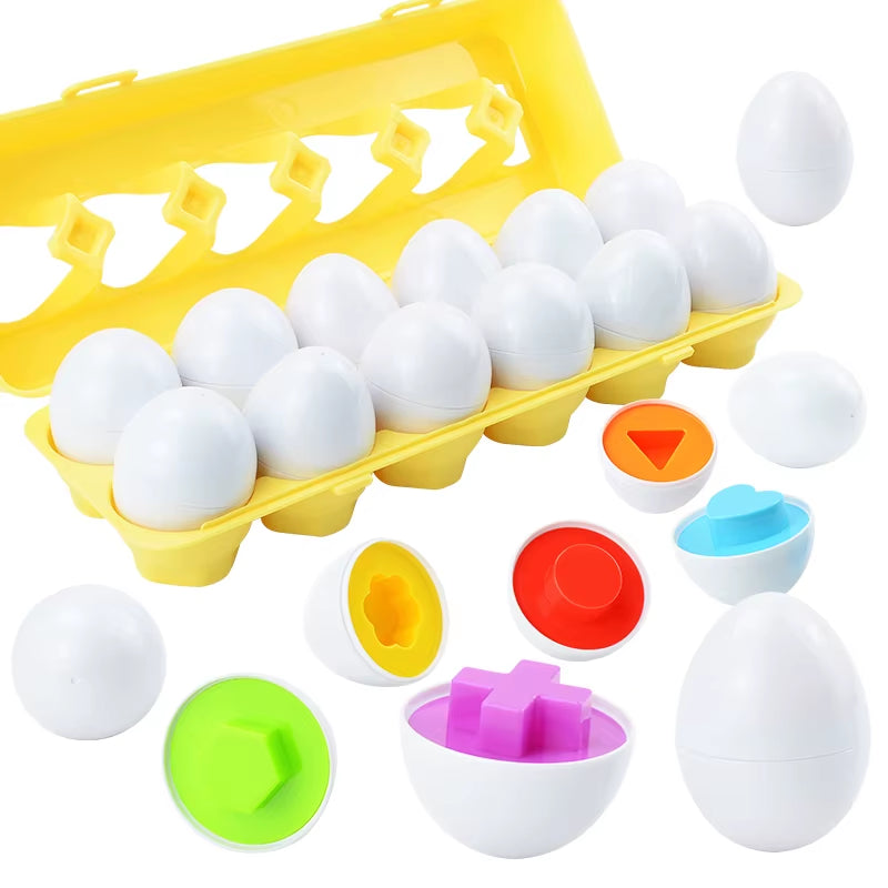 Montessori Baby Toys Match Egg Puzzle Geometry Matching Egg Color Shape Numerical Easter Egg Educational Toys for Children1