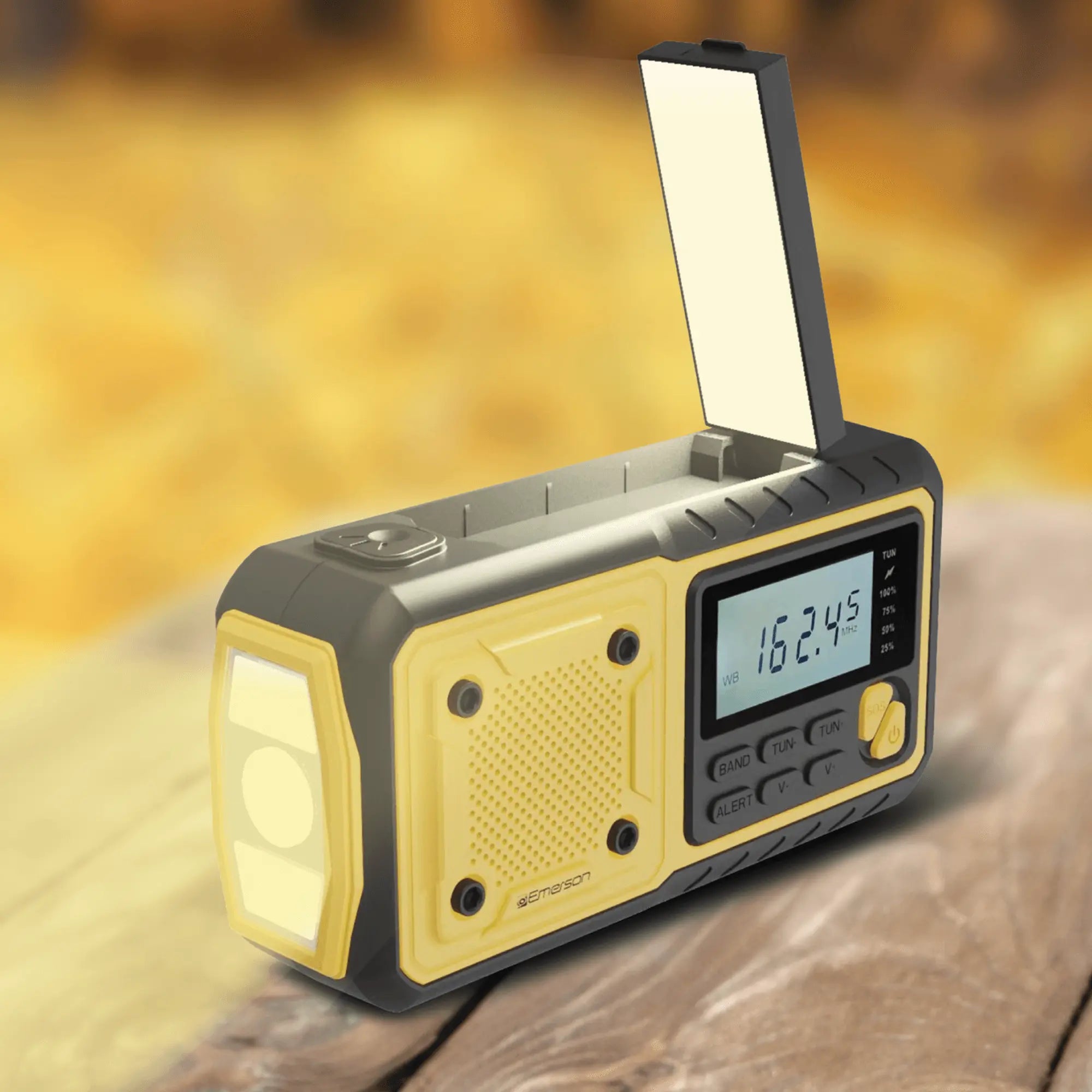 Emerson Emergency AM / FM Radio with Weather Band / Flashlight / Power Black Lavender