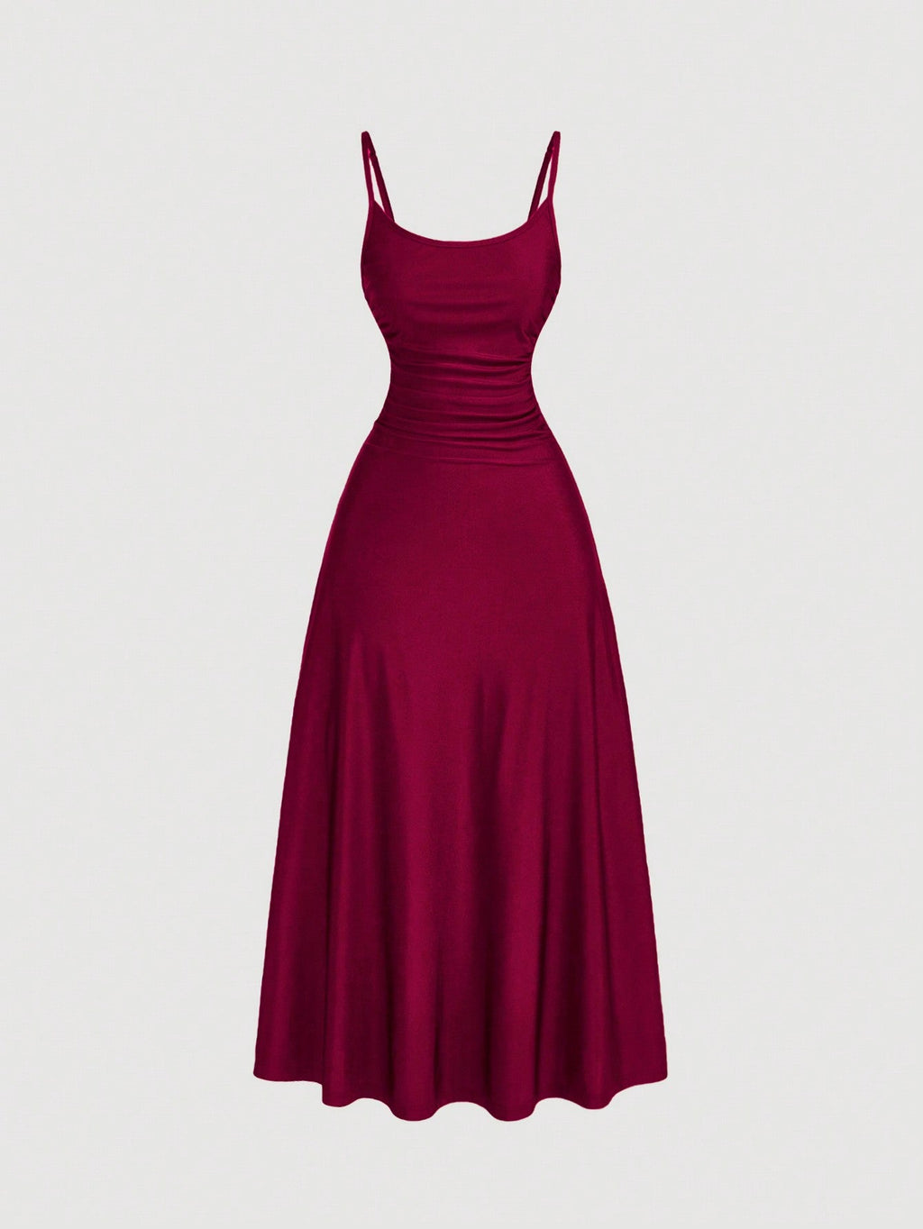 SHEIN MOD Women's Solid Color Ruched Waist Flared Hem Spaghetti Strap Dress,Semi Formal Dress,Elegant Tea Party Dress,Flowy Cruise Women Outfits Lavish Lady Store