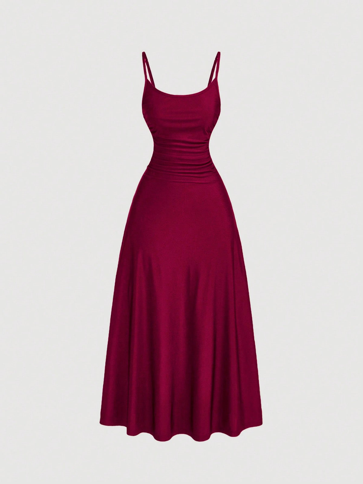 SHEIN MOD Women's Solid Color Ruched Waist Flared Hem Spaghetti Strap Dress,Semi Formal Dress,Elegant Tea Party Dress,Flowy Cruise Women Outfits Lavish Lady Store