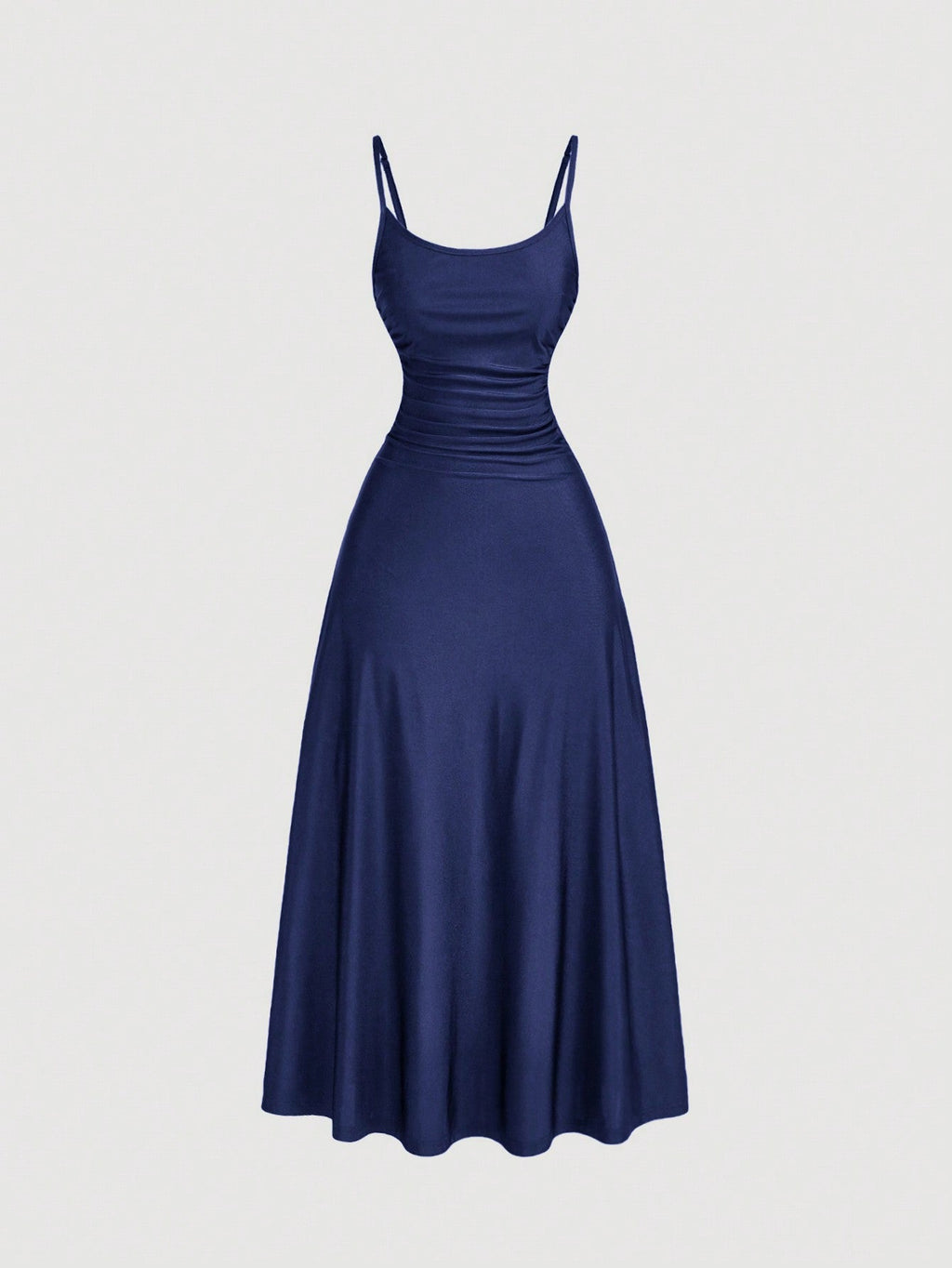 SHEIN MOD Women's Solid Color Ruched Waist Flared Hem Spaghetti Strap Dress,Semi Formal Dress,Elegant Tea Party Dress,Flowy Cruise Women Outfits Lavish Lady Store