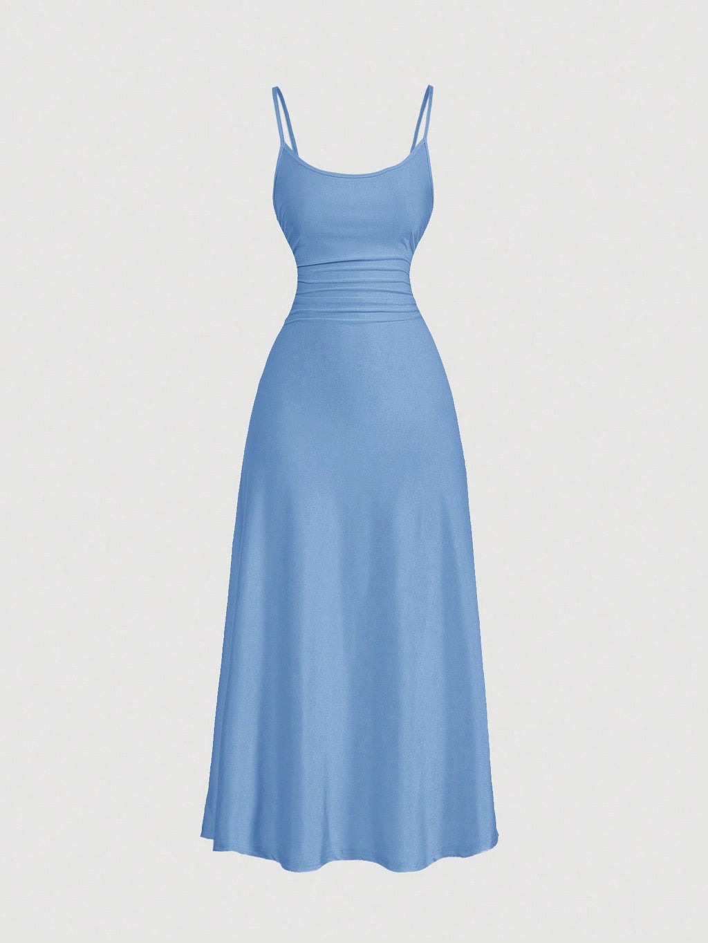 SHEIN MOD Women's Solid Color Ruched Waist Flared Hem Spaghetti Strap Dress,Semi Formal Dress,Elegant Tea Party Dress,Flowy Cruise Women Outfits Lavish Lady Store