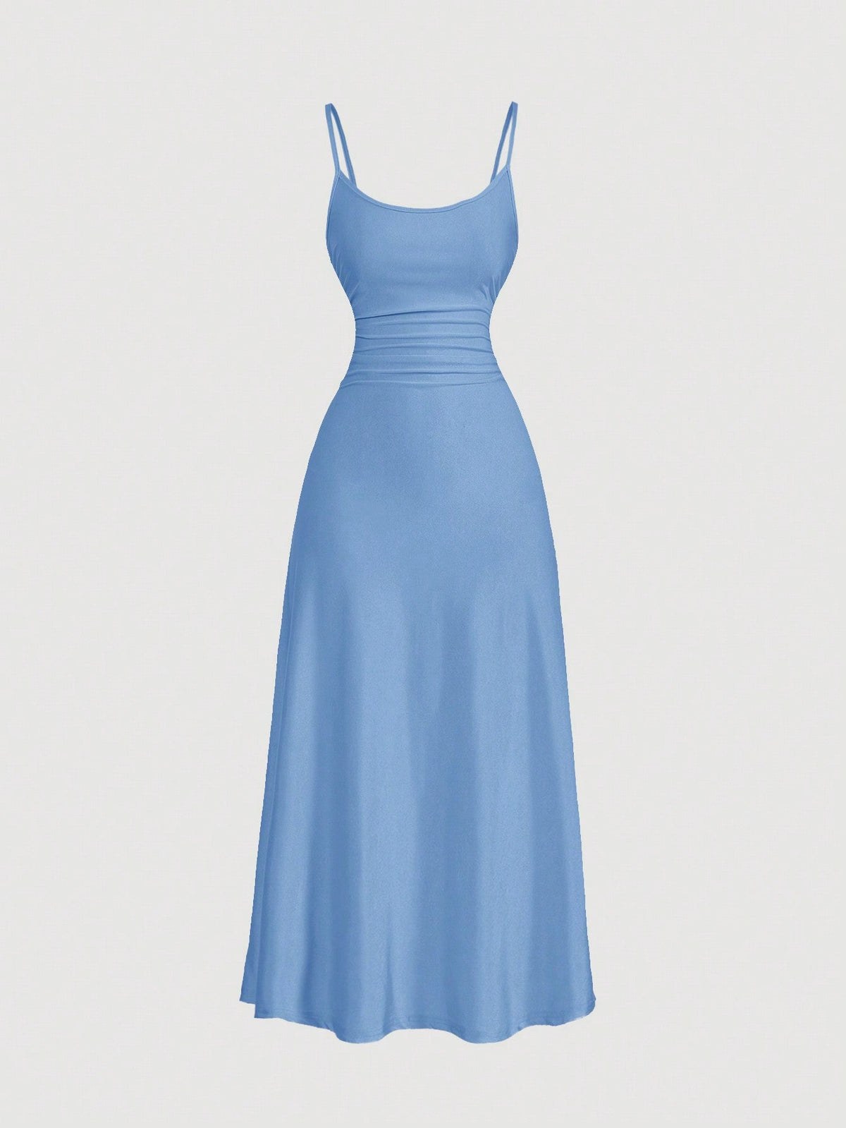 SHEIN MOD Women's Solid Color Ruched Waist Flared Hem Spaghetti Strap Dress,Semi Formal Dress,Elegant Tea Party Dress,Flowy Cruise Women Outfits Lavish Lady Store