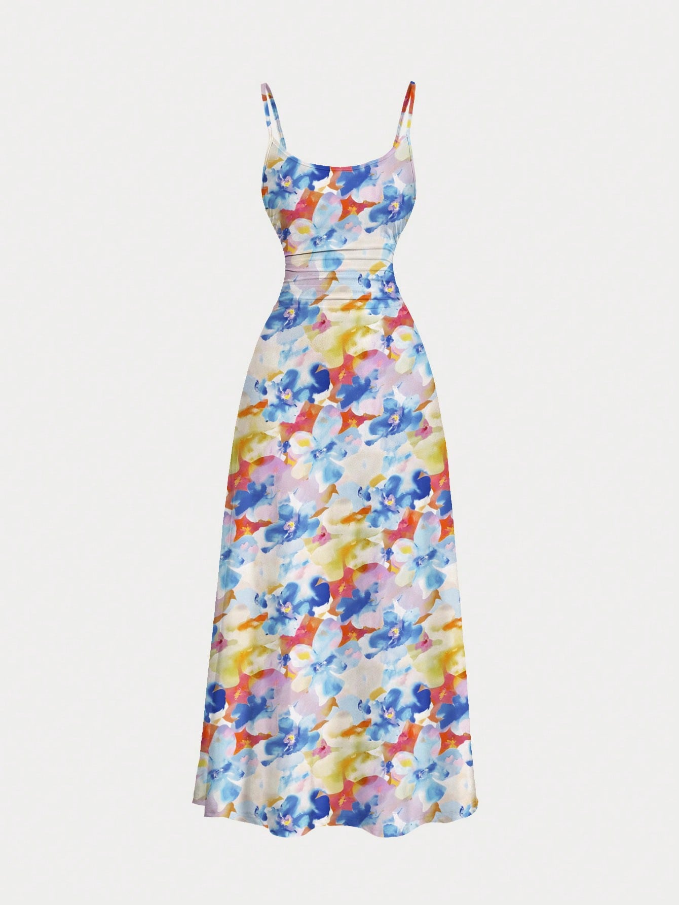 SHEIN MOD Women's Solid Color Ruched Waist Flared Hem Spaghetti Strap Dress,Semi Formal Dress,Elegant Tea Party Dress,Flowy Cruise Women Outfits Lavish Lady Store