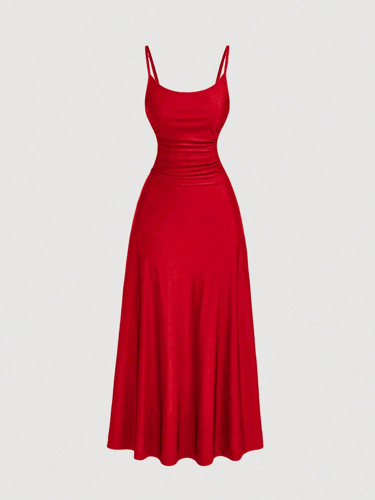 SHEIN MOD Women's Solid Color Ruched Waist Flared Hem Spaghetti Strap Dress,Semi Formal Dress,Elegant Tea Party Dress,Flowy Cruise Women Outfits Lavish Lady Store