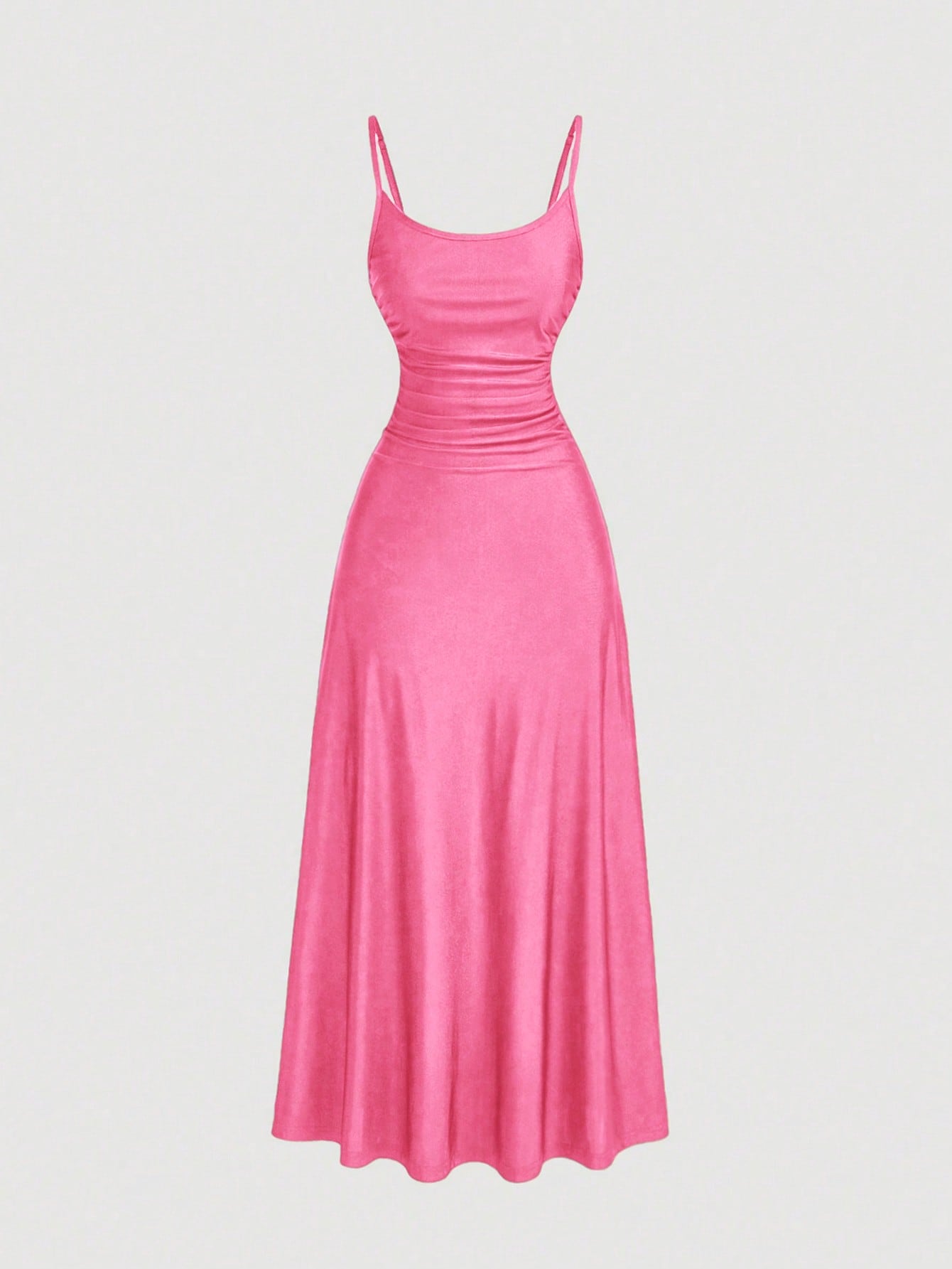 SHEIN MOD Women's Solid Color Ruched Waist Flared Hem Spaghetti Strap Dress,Semi Formal Dress,Elegant Tea Party Dress,Flowy Cruise Women Outfits Lavish Lady Store