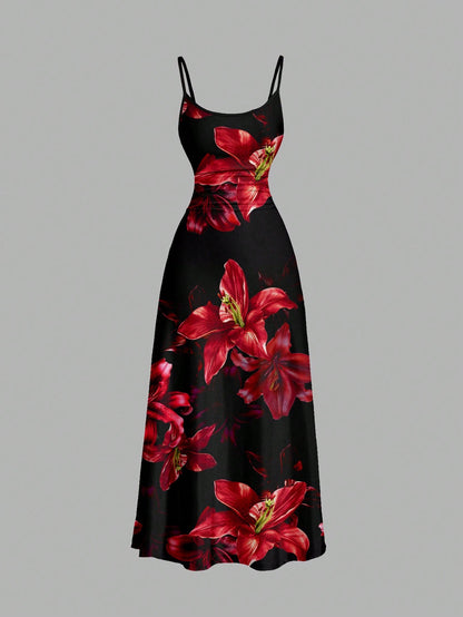 SHEIN MOD Women's Solid Color Ruched Waist Flared Hem Spaghetti Strap Dress,Semi Formal Dress,Elegant Tea Party Dress,Flowy Cruise Women Outfits Lavish Lady Store