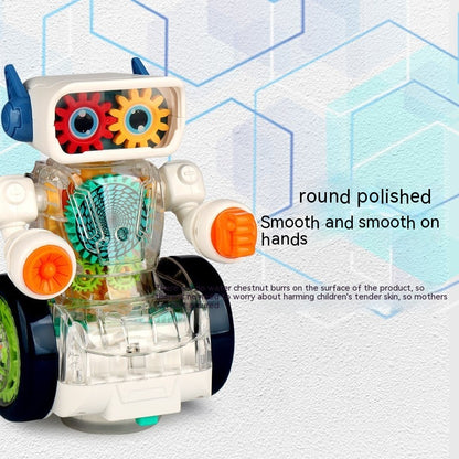 Children's Portable Electric Transparent Mechanical Gear Robot Colorful Luminous Music Lantern