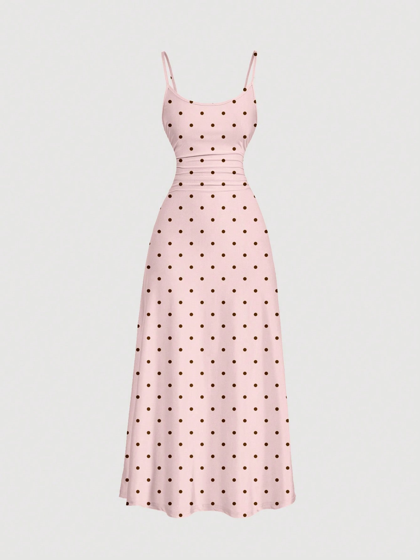 SHEIN MOD Women's Solid Color Ruched Waist Flared Hem Spaghetti Strap Dress,Semi Formal Dress,Elegant Tea Party Dress,Flowy Cruise Women Outfits Lavish Lady Store