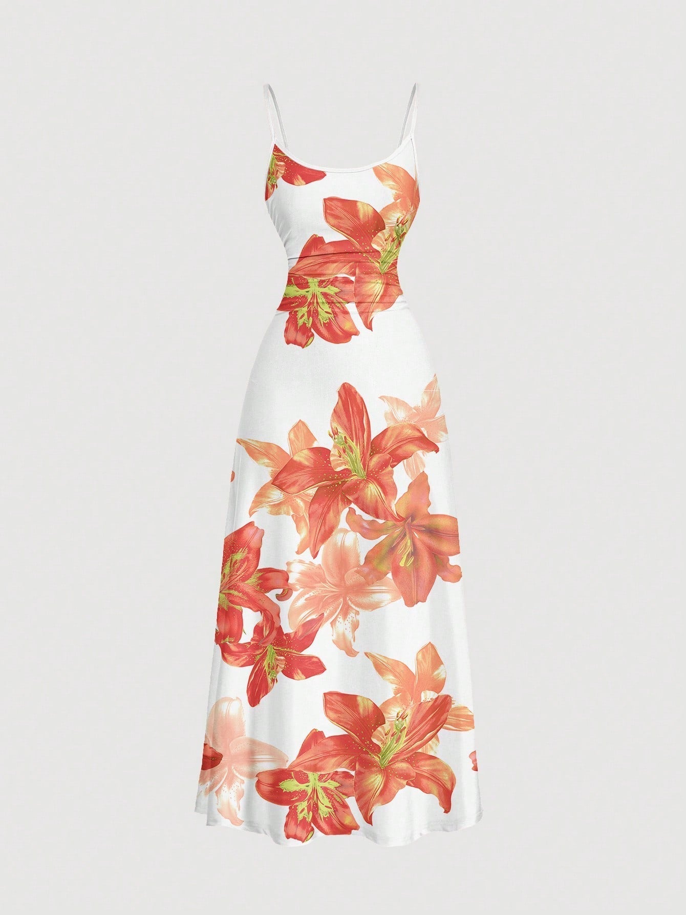 SHEIN MOD Women's Solid Color Ruched Waist Flared Hem Spaghetti Strap Dress,Semi Formal Dress,Elegant Tea Party Dress,Flowy Cruise Women Outfits Lavish Lady Store