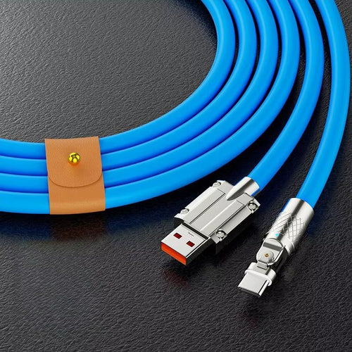 120W USB Type C Cable 180° Rotating 6A Fast Charge Cable for Samsung S22 S21 S20 Ultra Huawei Xiaomi 12 Mobile Phone Cable