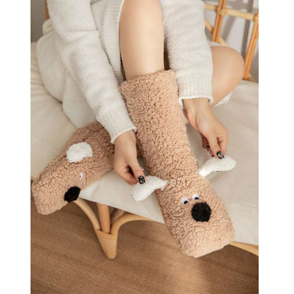 Cute Dog Slipper Socks: Warm, Plush, Non-Slip Women's Winter Socks U-KISS Choice Store
