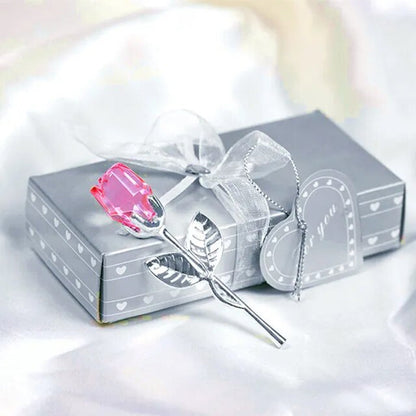 Valentines Day Gift Crystal Glass Rose Artificial Flower Silver Gold Rod Rose Flower for Girlfriend Wedding Gifts for Guest Shop1104358055 Store