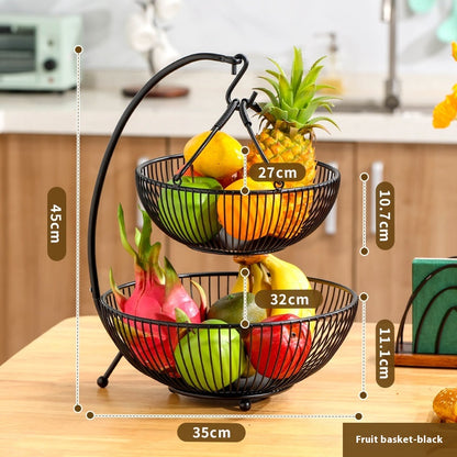 Nordic Portable Fruit Basket Double-layer Snack Storage Rack Detachable