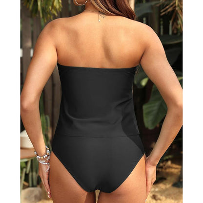 Daci Women Two Piece Tankini Swimsuits - Tummy Control Bathing Suits Bandeau Swim Top with High Waisted Bottom 2025 Dealsforyoudays