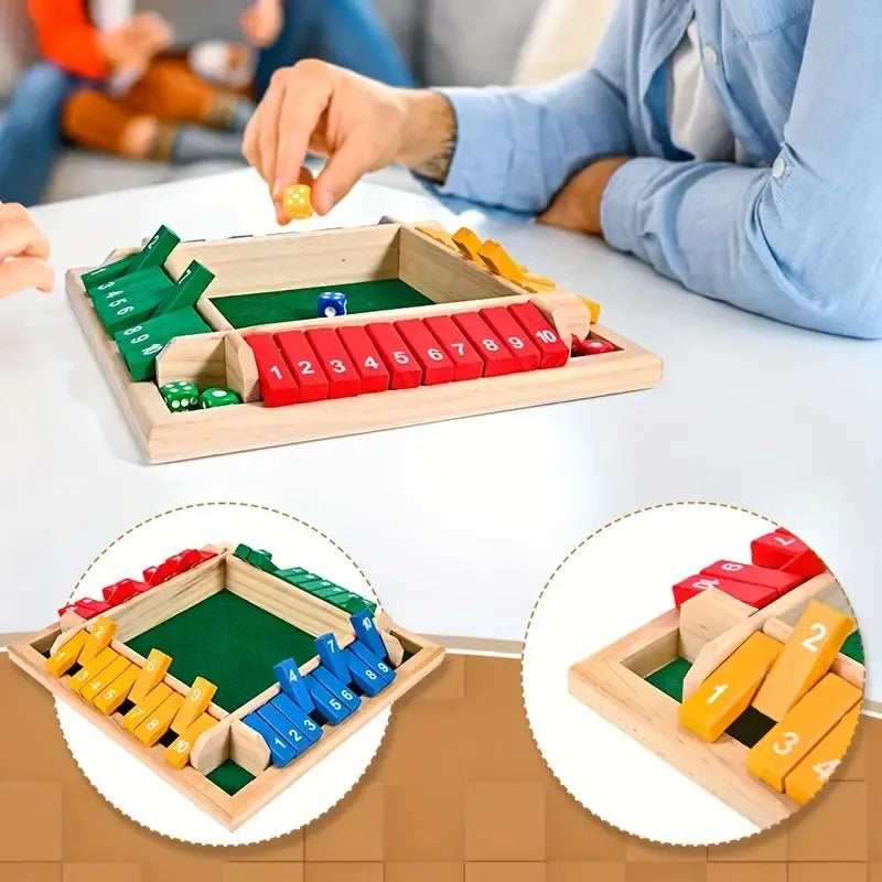 2-In-1 Wooden Dice Game Board, Family Party Fun Board Game, Multi-Color Chessboard Number Game, Ideal for Family Gatherings