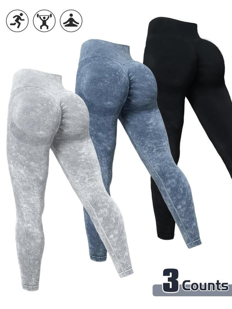 Women'S Solid High Waist Sports Leggings, Scrunch Leggings for Women, Sporty Comfy Breathable Skinny Pants for Yoga Gym Workout Running, Yoga Legging Pants, Ladies Activewear Sportswear for All Seasons, Gym Clothing