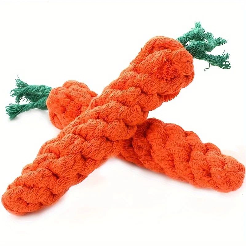 Pet Chew Toy With Carrot Cotton Rope For Small Dogs - Durable Knot Toy, Interactive Game For Dog And Cat Teeth Cleaning Shop1103308182 Store