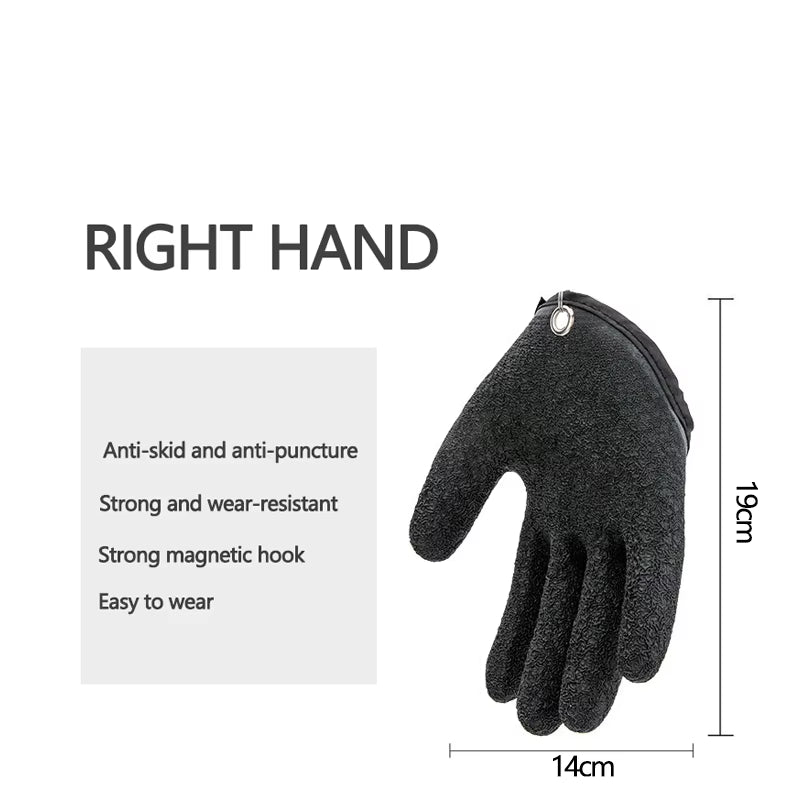 Fishing Gloves Anti-Slip Protect Hand from Puncture Scrapes Fisherman Professional Catch Fish Latex Hunting Gloves Left Right