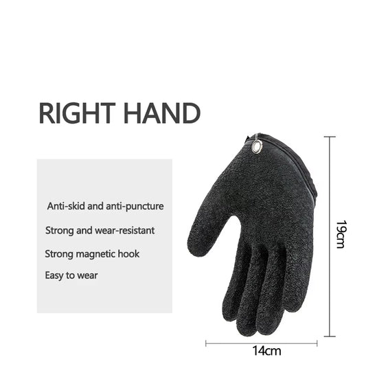 Fishing Gloves Anti-Slip Protect Hand from Puncture Scrapes Fisherman Professional Catch Fish Latex Hunting Gloves Left Right