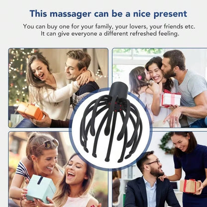 Electric Octopus-Shaped Scalp Massager, Hand-Free Head Scratcher for Relieving Hair Stimulation. Rechargeable and Stress Relief
