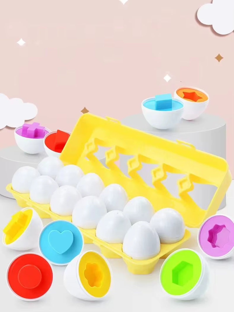 Montessori Baby Toys Match Egg Puzzle Geometry Matching Egg Color Shape Numerical Easter Egg Educational Toys for Children1