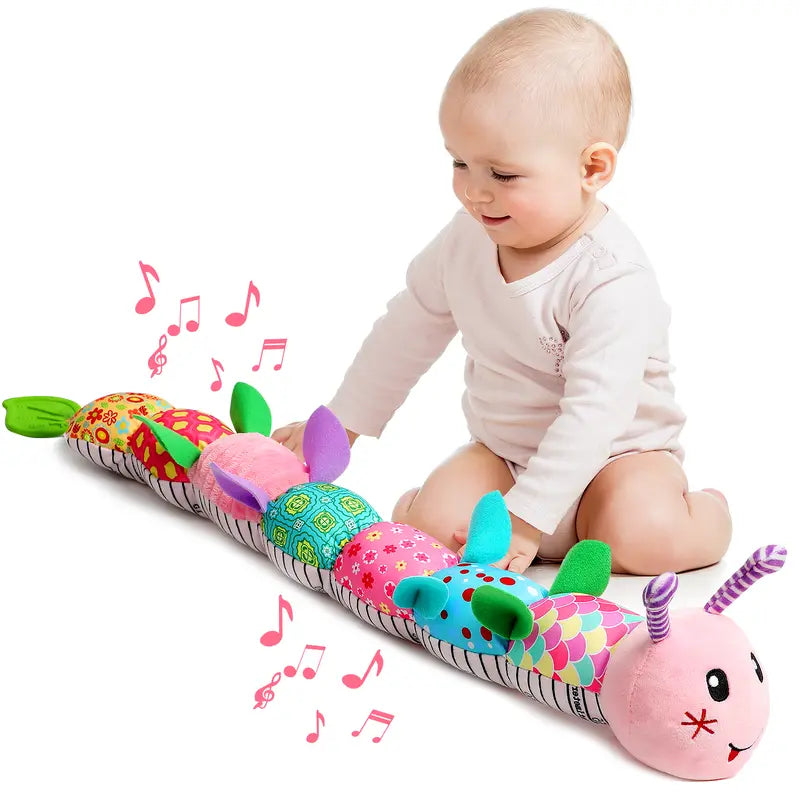 Pink Newborn Baby Toy Musical Stuffed Animal Tummy Time Crinkle Rattle Gift