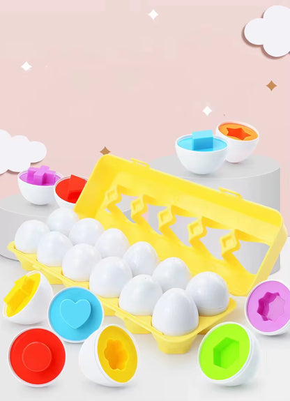 Montessori Baby Toys Match Egg Puzzle Geometry Matching Egg Color Shape Numerical Easter Egg Educational Toys for Children1