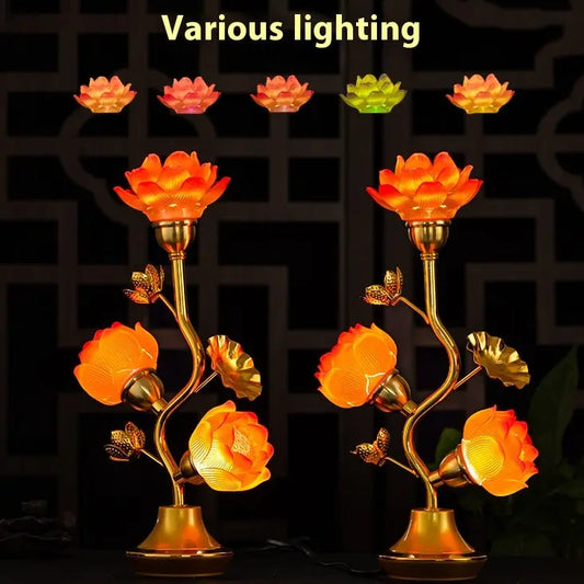 Colorful Lotus Plug-in Three Products Colored Glaze Led Pilot Lamp CJDropshipping