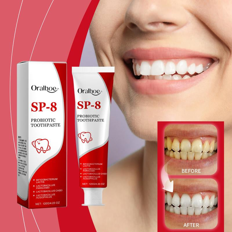 Sp-8 Probiotic Brightening White Toothpaste for Deep Cleaning and Care of Teeth,Oral Care,Whitening,Stain Removal,Brightening White Mint Toothpaste