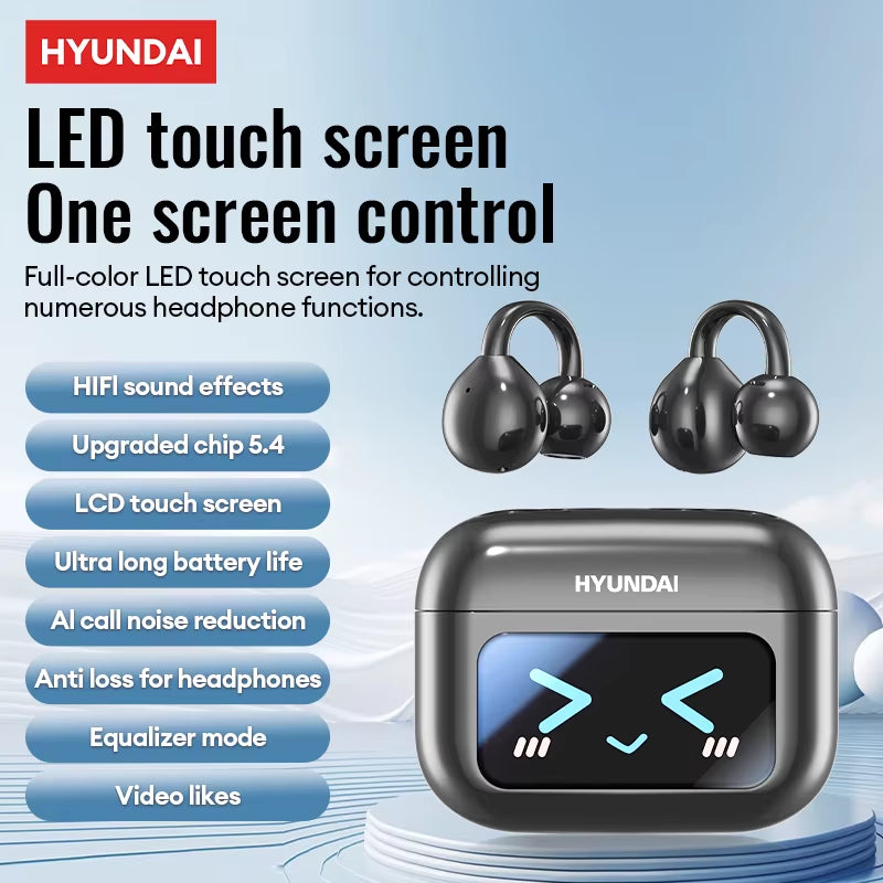 New  M100 LED Screen Anti-Loss Headphone AI Noise Reduction with HIFI Sound Bluetooth V5.4 Earphone Open Ear-Hook Earbuds