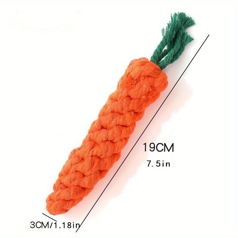 Pet Chew Toy With Carrot Cotton Rope For Small Dogs - Durable Knot Toy, Interactive Game For Dog And Cat Teeth Cleaning Shop1103308182 Store