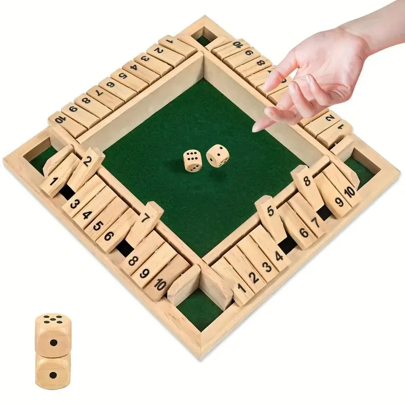 2-In-1 Wooden Dice Game Board, Family Party Fun Board Game, Multi-Color Chessboard Number Game, Ideal for Family Gatherings