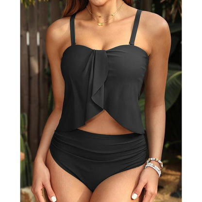 Daci Women Two Piece Tankini Swimsuits - Tummy Control Bathing Suits Bandeau Swim Top with High Waisted Bottom 2025 Dealsforyoudays