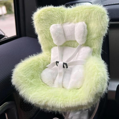 Labubu Car Seat for Dolls with Soft Furry Cushion, Air Vent Clip and Desktop Stand, Cute and Functional Car Ornament for Labubu Fans and Doll Collectors