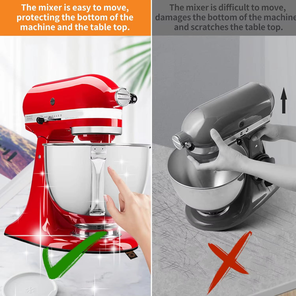 Mixer Mover Sliding Mats for Kitchen Aid Stand Mixer Slider Mat Pad Kitchen Appliance Slide Mats Pads Compatible with Kitchenaid