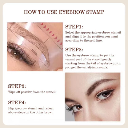 PTWOP One Step Eyebrow Stamp Shaping Kit Set Waterproof Women Makeup Brows Stencil and Kit Tattoo Eyebrow Brush Shipping Free