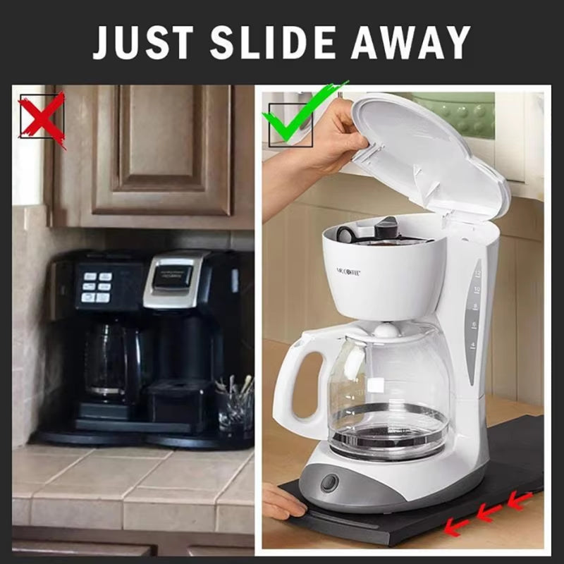Sliding Coffee Maker Tray Mat Abs Base Sliding Shelf Countertop Storage Rolling Tray Kitchen Countertop Storage Mat with Wheels