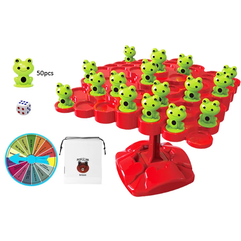 Montessori Math Toy Balancing Board Puzzle for Kids Frog Balance Tree Educational Parent-Child Interaction Tabletop Game Toys