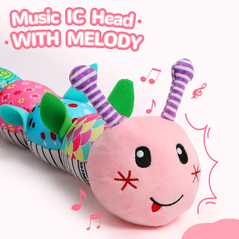 Pink Newborn Baby Toy Musical Stuffed Animal Tummy Time Crinkle Rattle Gift