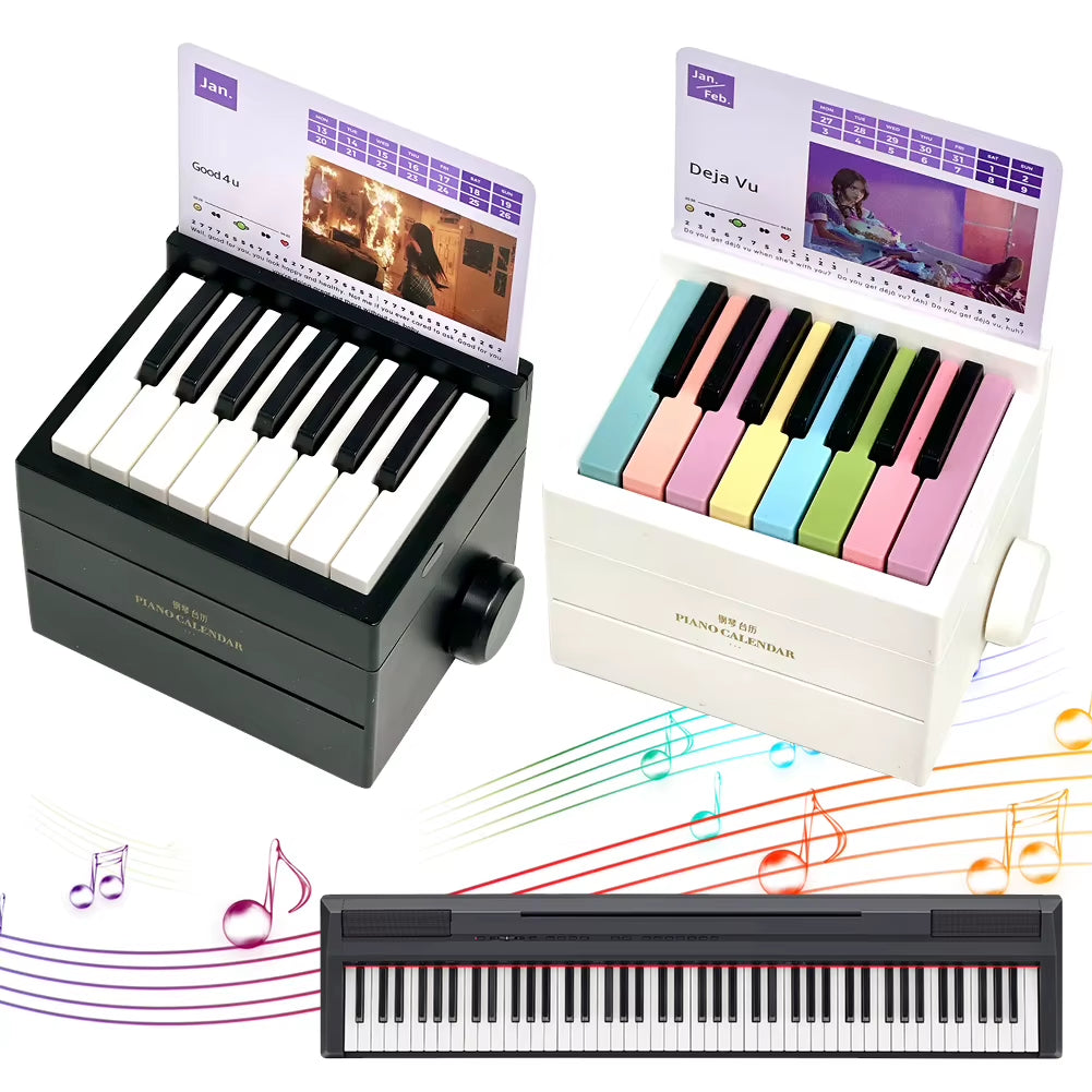 Singer Piano Calendar 2025 Playable Mini Piano Calendar Music Sheets Toy 15 Keys Piano Desk Calendar Gift for Fans
