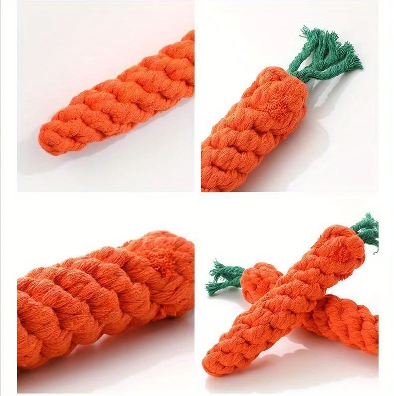 Pet Chew Toy With Carrot Cotton Rope For Small Dogs - Durable Knot Toy, Interactive Game For Dog And Cat Teeth Cleaning Shop1103308182 Store