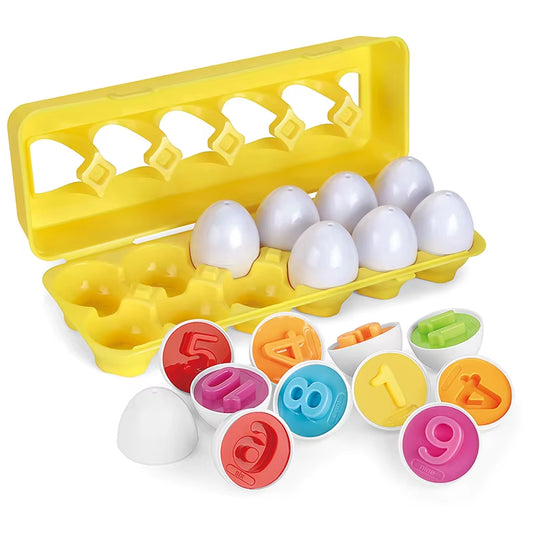 Montessori Baby Toys Match Egg Puzzle Geometry Matching Egg Color Shape Numerical Easter Egg Educational Toys for Children1