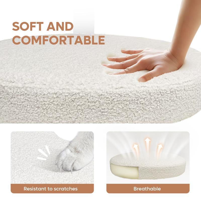 Pinmoco Ergonomic Cross Legged Swivel Chair - Adjustable Height, Teddy Fabric, Back Support, Versatile for Home & Office Use