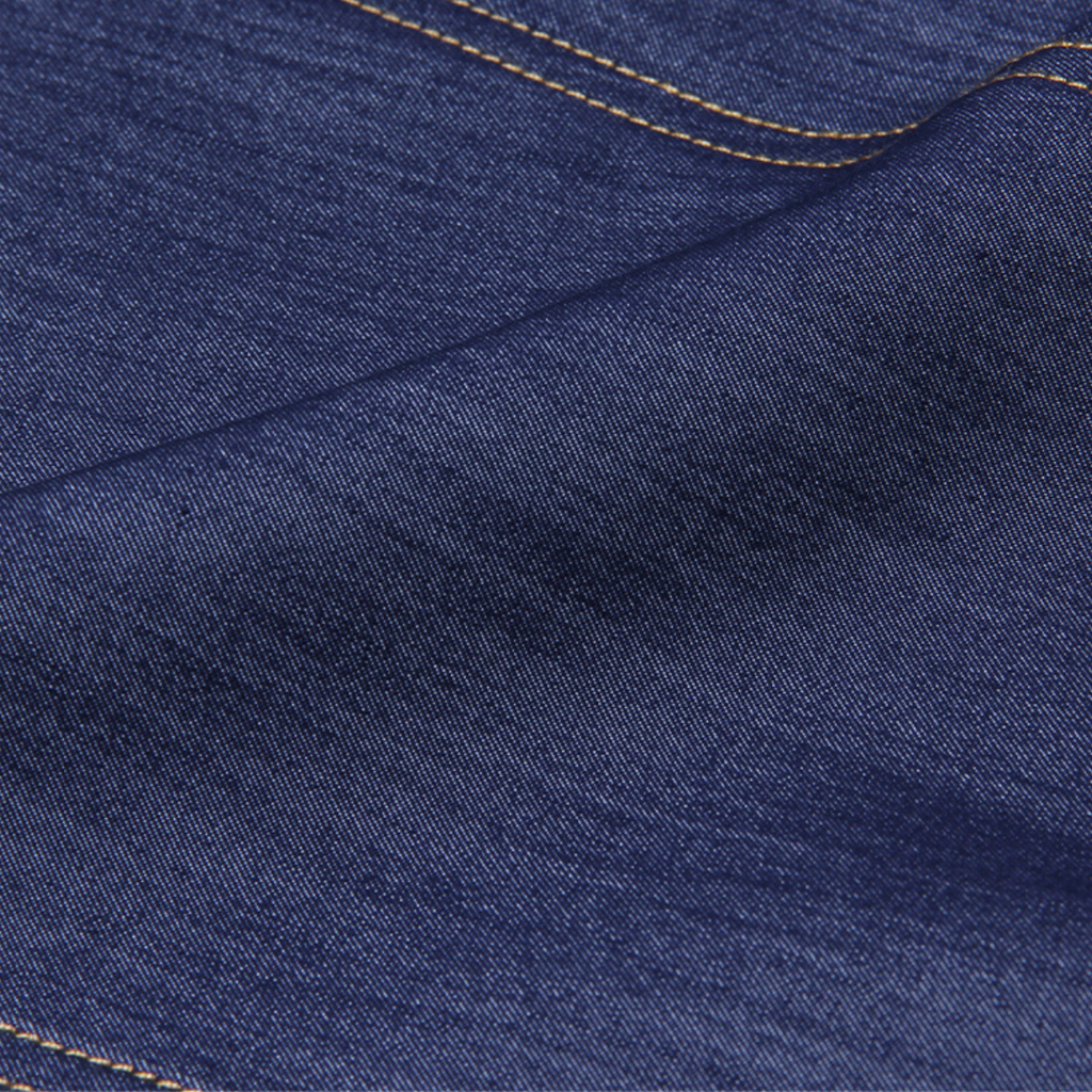 Round Neck A-Line Denim Midi Dress