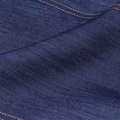 Round Neck A-Line Denim Midi Dress