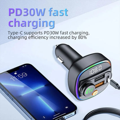 C1 Car Mp3 Player - Bluetooth 5.3 FM Transmitter Handsfree Car AUX Radio Modulator Broly Auto Essentials Store